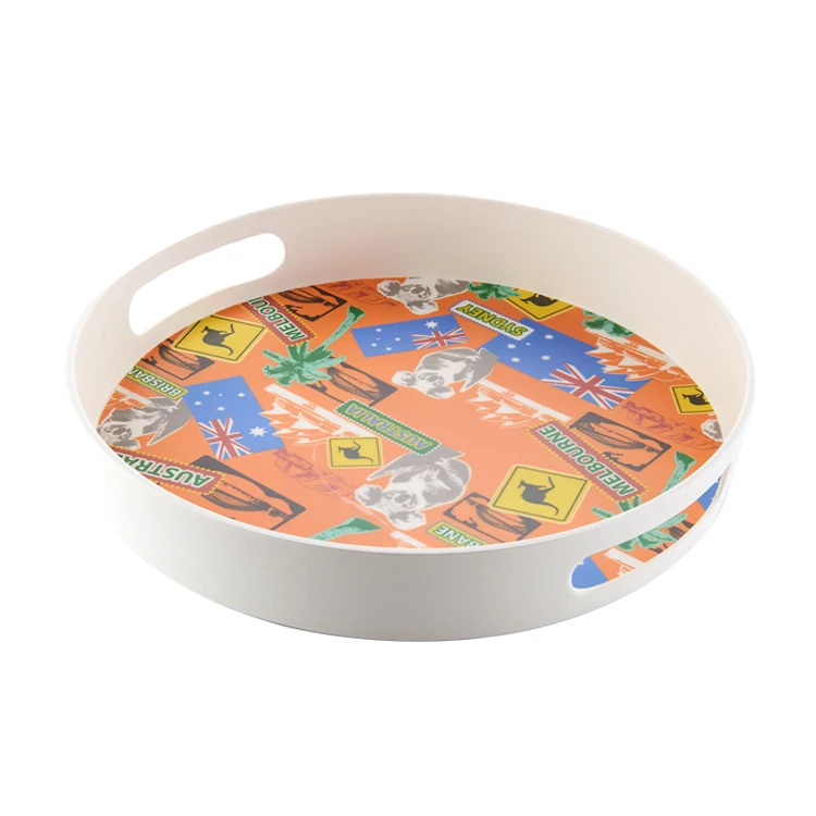 2020 Набор бамбуковых сервировочных лотков с ручкой с принтом на заказ для отеля ресторана