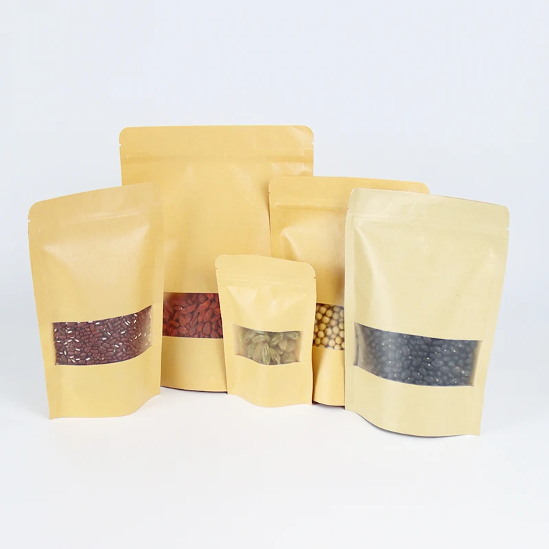 Custom Biodegradable Snack Plastic Packing Zipper Bag Organic Food Stand Up Pouch Bags With Window