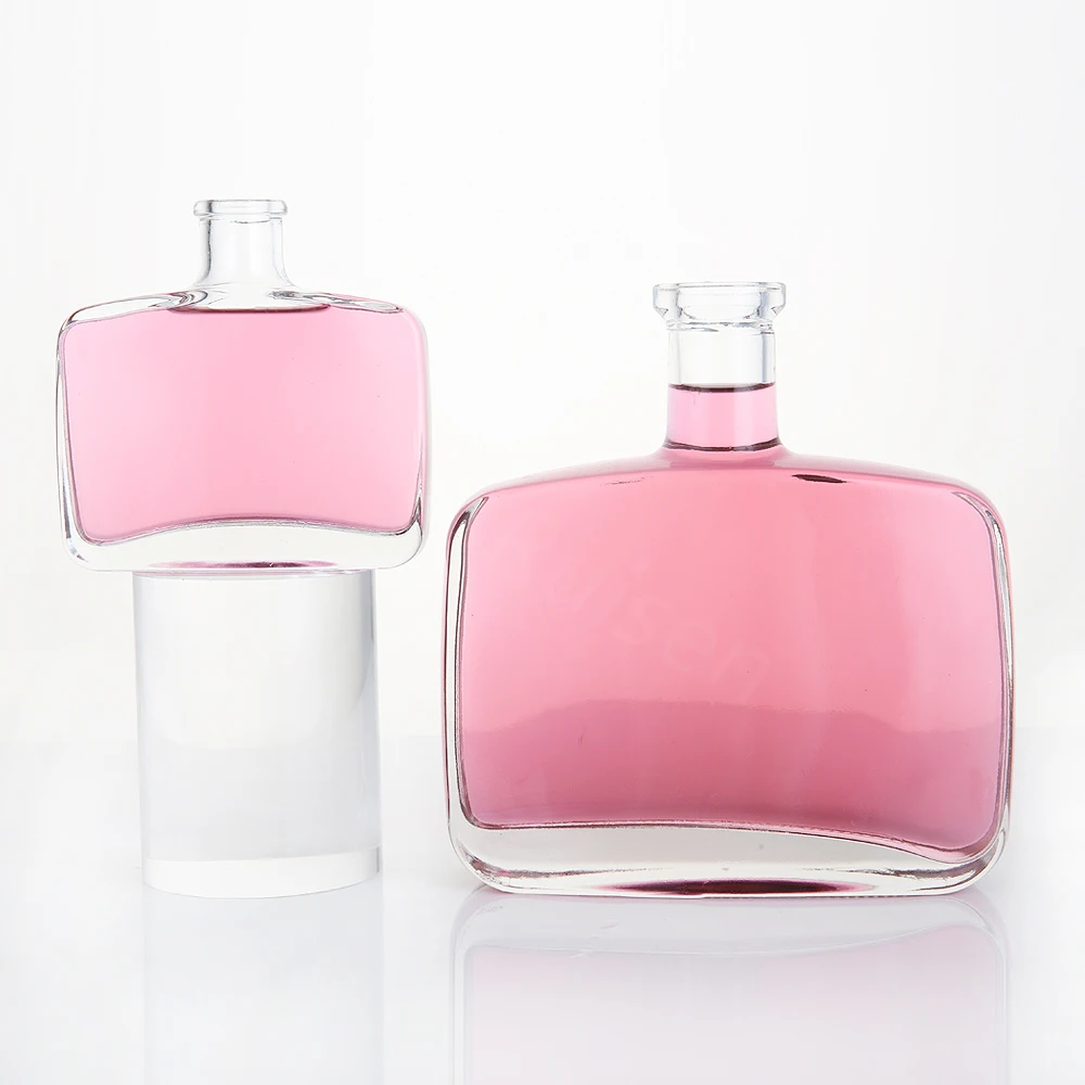 Wholesale Square 200ml 330ml 500ml 700ml Clear Tequila Rum Brandy Whisky Glass Bottles with Cork Cap