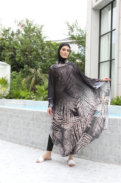 New products muslim swimwear 4 pcs long sleeve print burkini full covered islamic burkinis women muslim hijab borkini