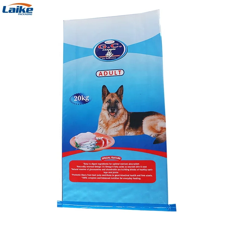 Custom printing dog food packaging bags feed sack dog 10kg 15 kg 25kg 50kg  bopp laminated pp woven bag for animal feed