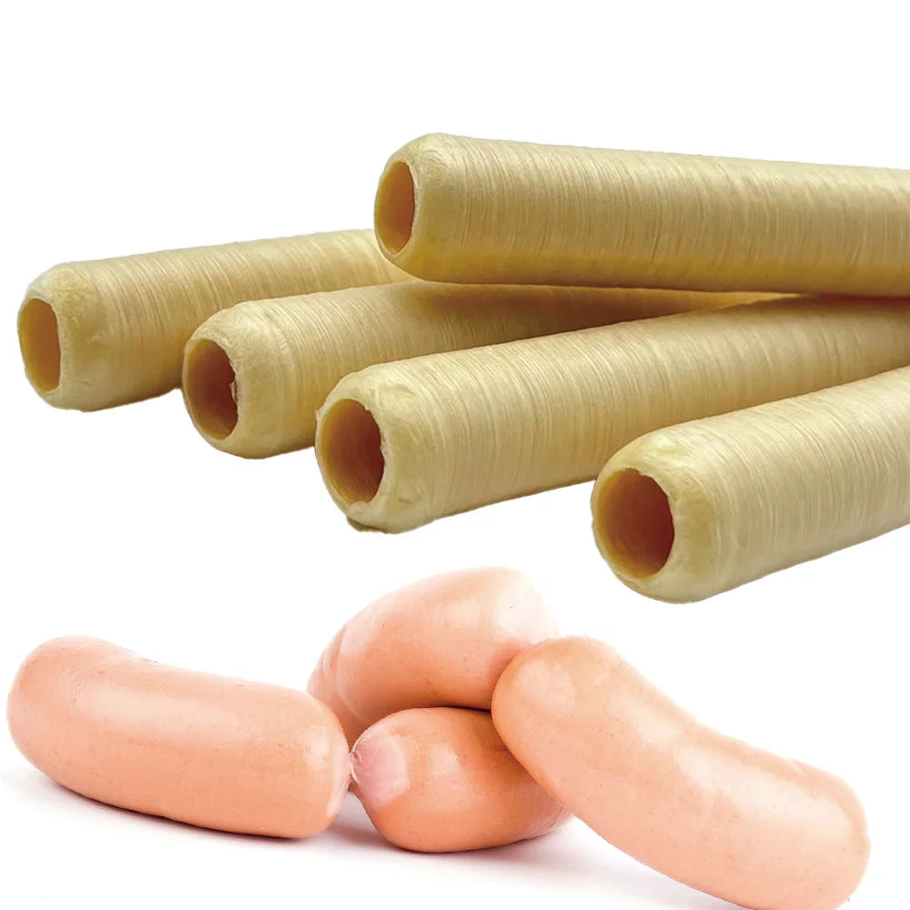 Hot Sale High Quality   Artificial  Edible  Collagen Casing For Boiled Dried Fried Cooked Sausage