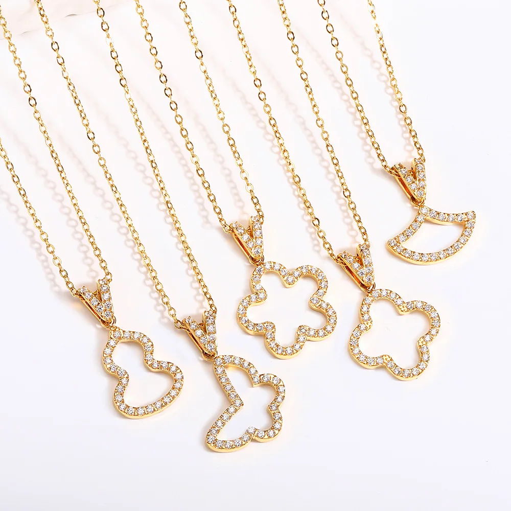 gold fashion jewelry necklaces Gold Plated Four Leaf Clover necklace Luxe Elegant Style 18k gold pendant stainless steel pendant