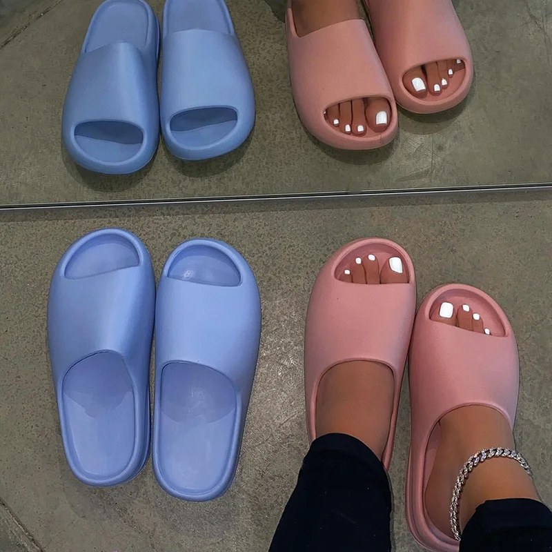  Новый тренд; EVA; Женские Yeezy тапочки; Легкие шлепанцы; Большие размеры; Удобные мягкие резиновые женские пляжные