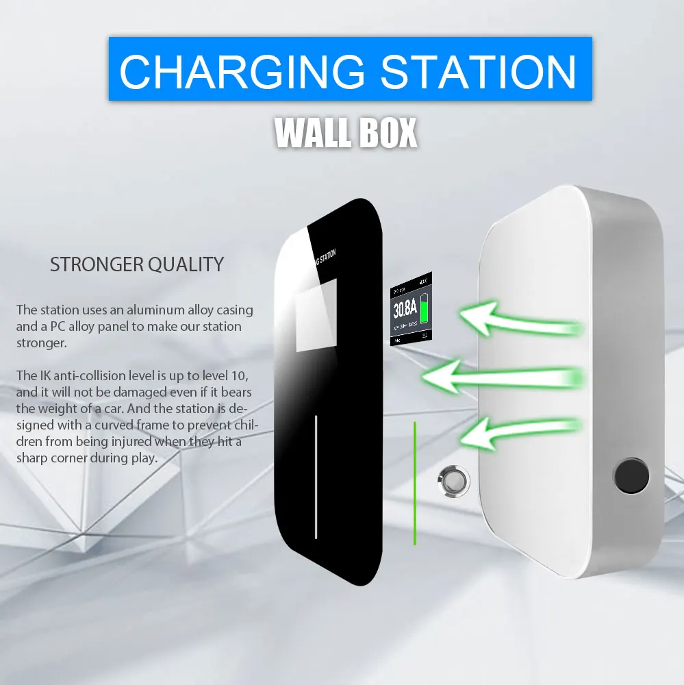Радиочастотное электрическое автомобильное зарядное устройство wallbox, тип 2, 22 кВт, 32a, ev, настенные зарядные станции