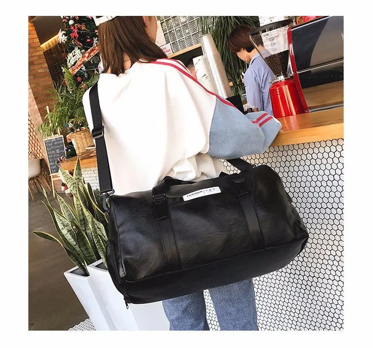 Мужская спортивная сумка из ПУ кожи с логотипом на заказ отделением для обуви