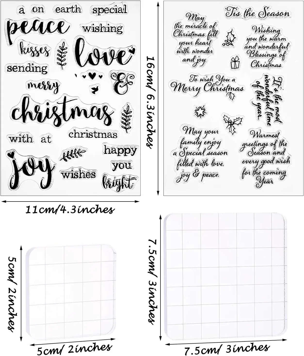 Words Clear Silicone Christmas Greeting Stamps Sentiments Merry Christmas Crafts Stamps Acrylic Stamp Blocks Tools