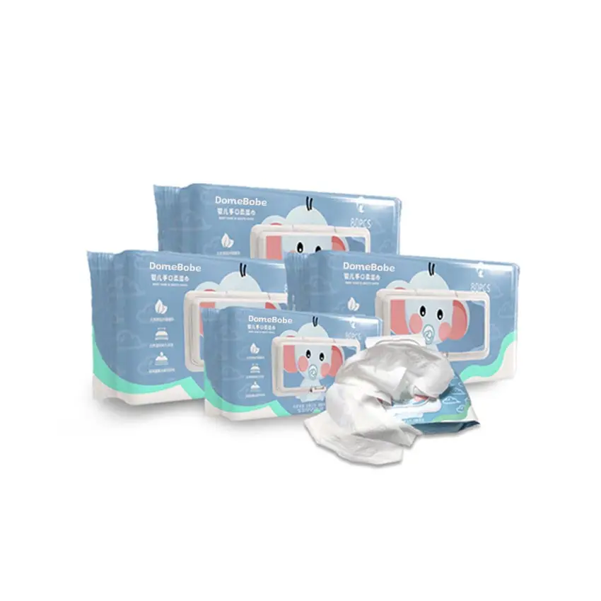 Domebobe Natural Unscented Infant Wet Wipes 80PCS RO Pure Water Thickened Baby Wipes for Hand & Mouth Use