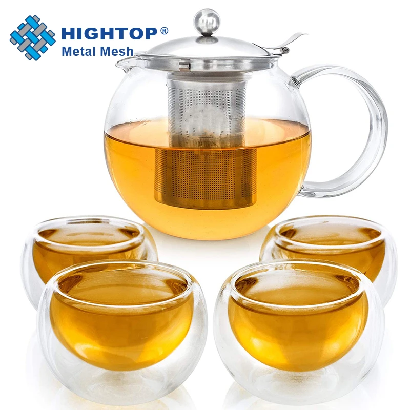 1200Ml Anti-Spill Rust-Proof Food Safe Double Wall Glass Tea Pot With Metal Filter