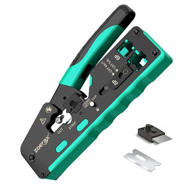 Cat7 Cat6a Cat6 Cat5e Pass Through Connectors Ethernet Crimping Tool Wire Cutter Crimper RJ45 Crimp Tool