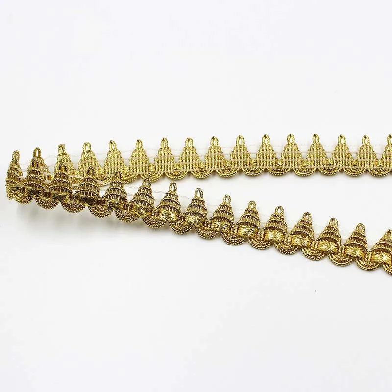 diy polyester accessories shoes lace fabric 2CM 10 Y gold thread braided trimming sewing decor dacewear costume wave lace trim