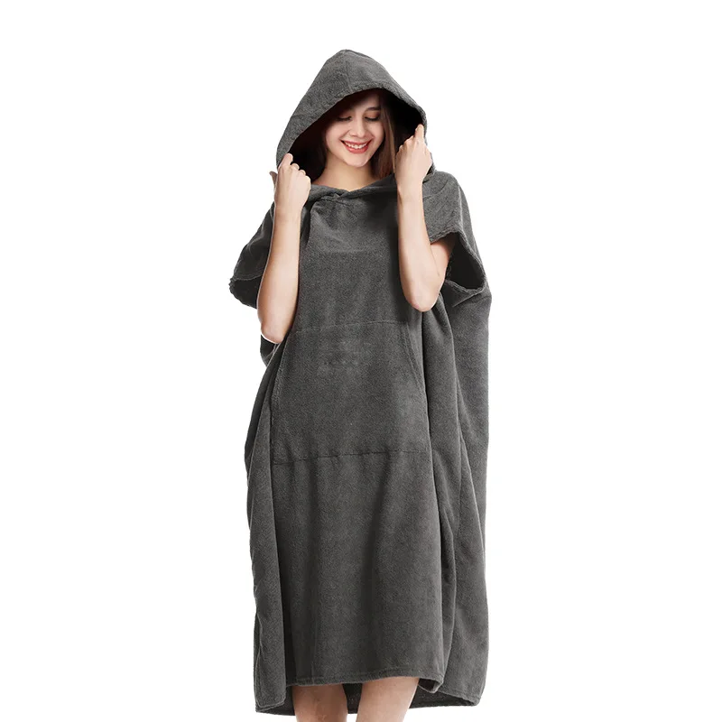 Super soft super basorbent terry cloth poncho bath towel with hood outdoor changing cover