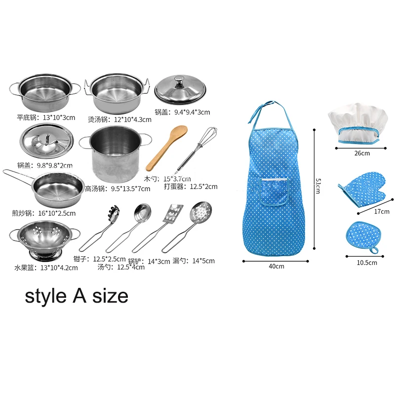 Most Popular Toys Pretend Play Kitchen 18pcs Stainless Steel Cookware Pots and Pans Set with Cooking Utensils for Kids