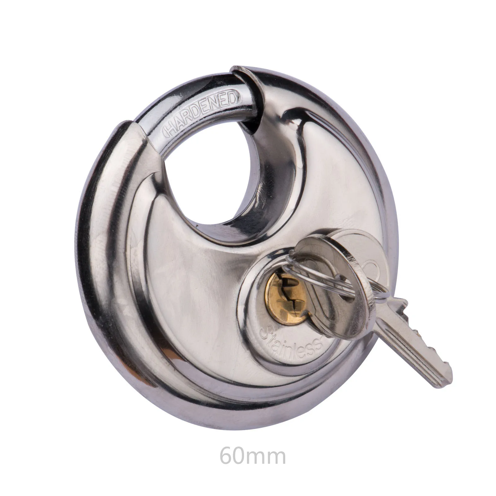 60mm Solid SS Disc Padlock Heavy Duty High Safety Pad Locks Anti-theft Stainless Steel Round Disc Door Padlocks