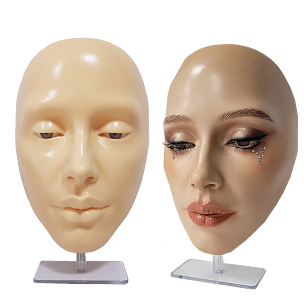 Reusable Makeup Practice Face Silicone Mannequin for Makeup PMU Practice Eyelash Eye Shadow Eye Liner Training face