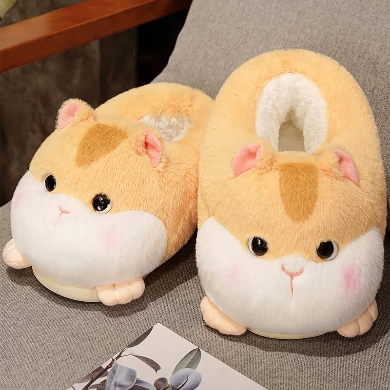 Stuffed Hamster Plush Slippers Wholesale Animal Shaped Slippers Hamster Winter Warm Shoes Custom Hamster Plush Slippers