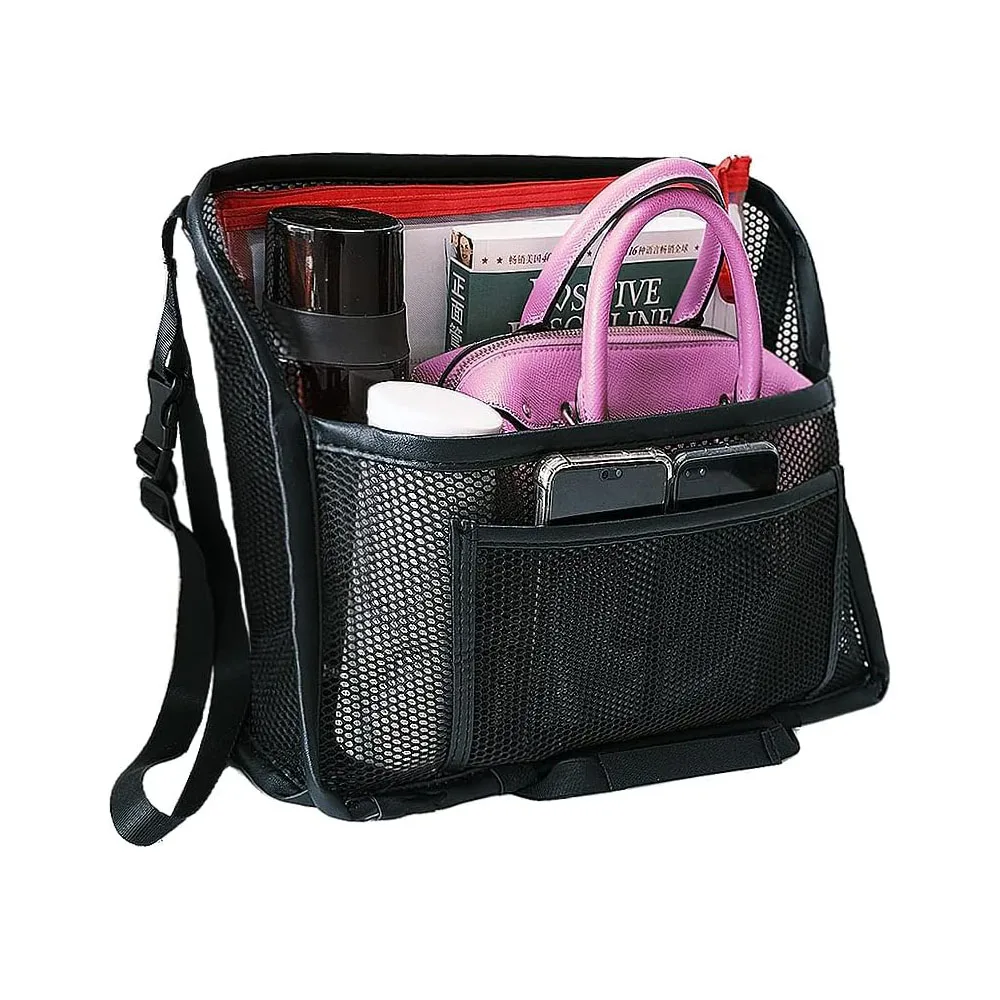 Large Capacity Custom Logo Car Net Pocket Handbag Holder Mesh Storage Bag Car Seat Gap Organizer For Phone Documents keys