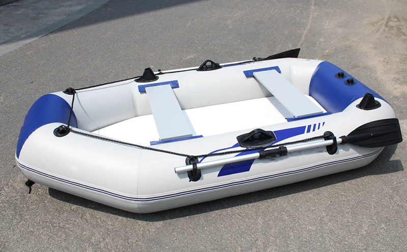 Canoe/Kayak Inflatable Boat Set 2-3 Person Thickened Fishing Boat Hard Inner Bottom Floor Boat with 3 Separate Air Chambers
