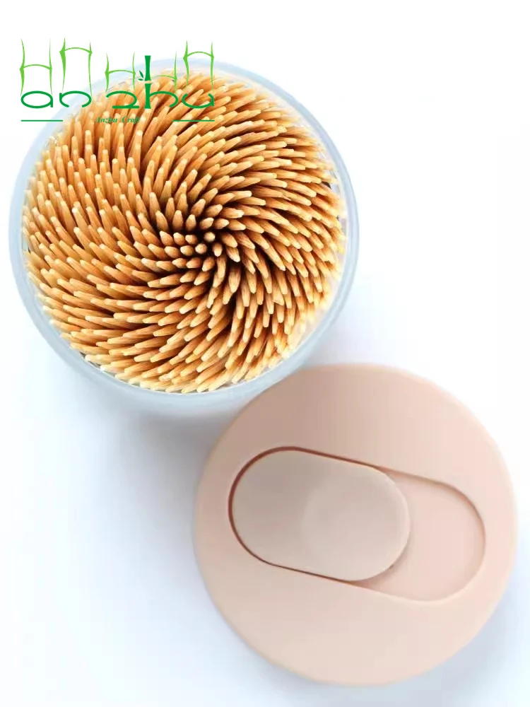 Удобная упаковка бамбуковых деревянных зубочисток деревянные круглые двуконечные ароматизированные зубочистки