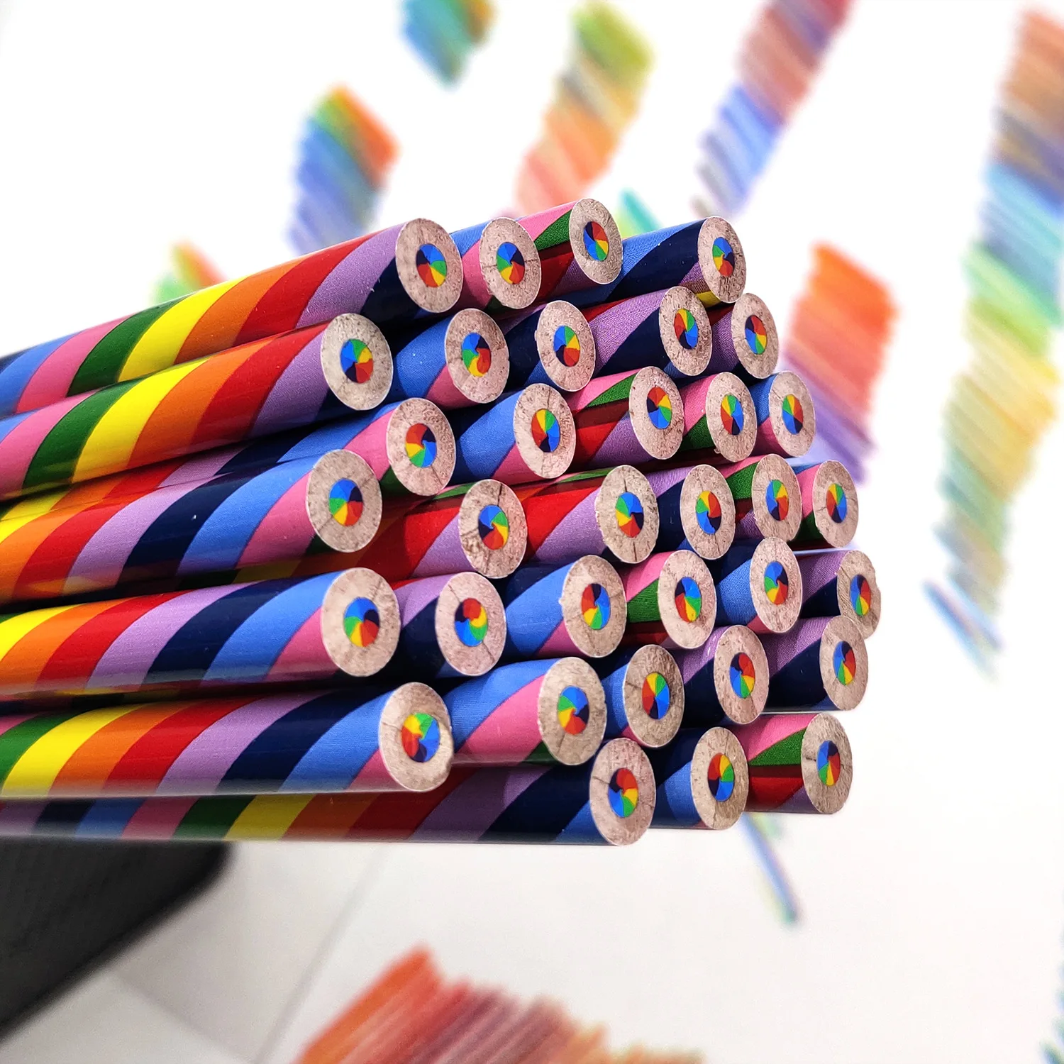 BESTLINE Wooden Multi-color rainbow Pencils Environmentally Friendly Pen Mixed Color Lead Multi Magic Wood Drawing Pencil