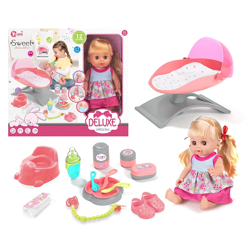 12 Sounds 14 Inch Cute Reborn Drinking Water Pee Baby Doll Sets for Sale Pretend Play Toys for Kids Girls Dolls Accessories Toys