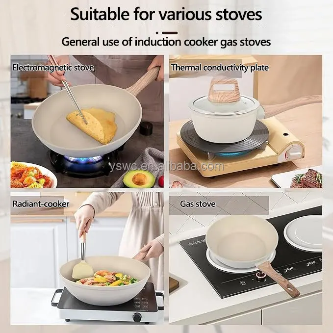 Wholesale 12pcs set Die Cast Aluminum Ceramic Coating Non stick Granite Cookware Set Kitchen Cooking Pots and Pans Pot Set