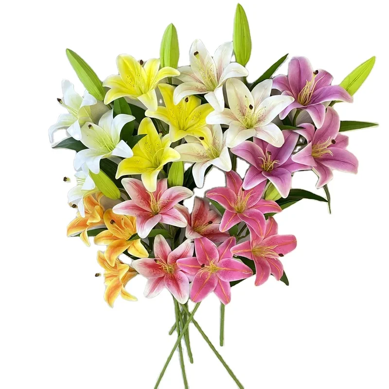Wholesale Artificial Flowers Wedding Home Decor Real Touch Flowers Bouquet Lily Flower Real Touch Bridal Bouquet