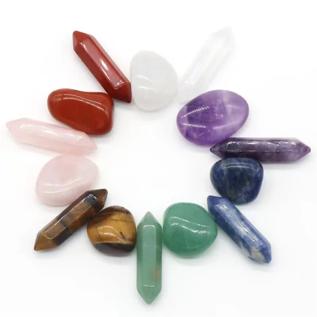 Набор из 7 чакр лечебные камни reiki исцеление натуральный Красочный Смешанный Камень для медитации набор кварцевых точечных