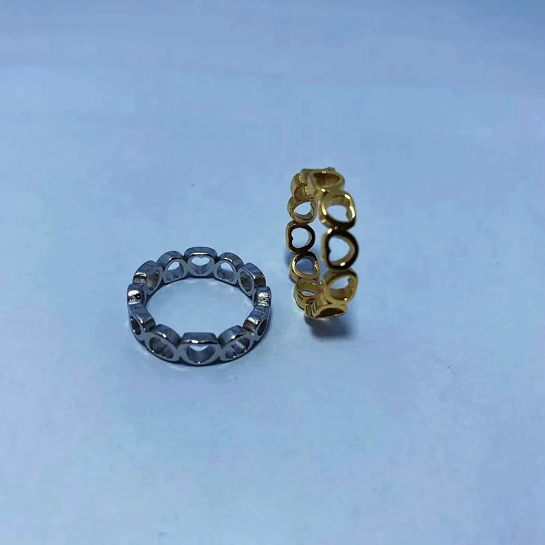 European and American foreign trade jewelry fashion simple temperament love shaped hollow ring