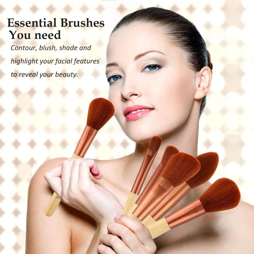 10Pcs Make Up Brush Kit  Kabuki Powder Foundation Contour Blush Concealer Eye Shadow Blending Liner Makeup Brush Set