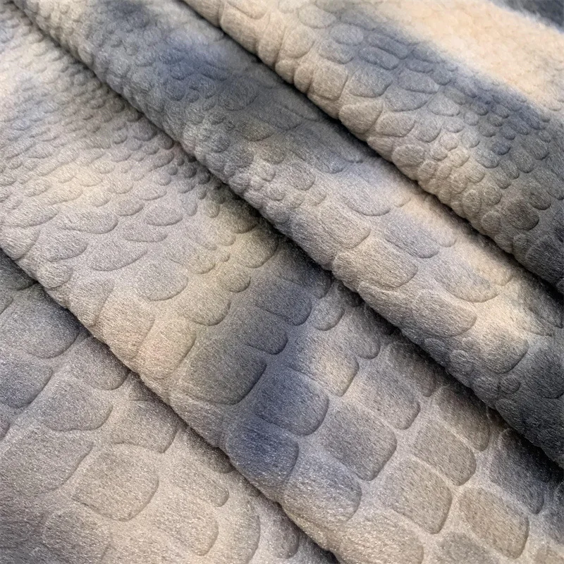 Tie-dye embossed rabbit short plush cloth fabric autumn winter clothing fabric crocodile turtle dinosaur plush fabric