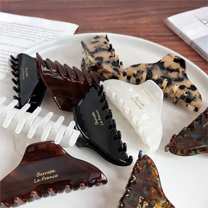 Original Ins Wind Acetate Flower-Shaped Hairpin Elegant Spring-Summer Back Head Bun Ladies Girls Shark Clip Hair Fashion Style