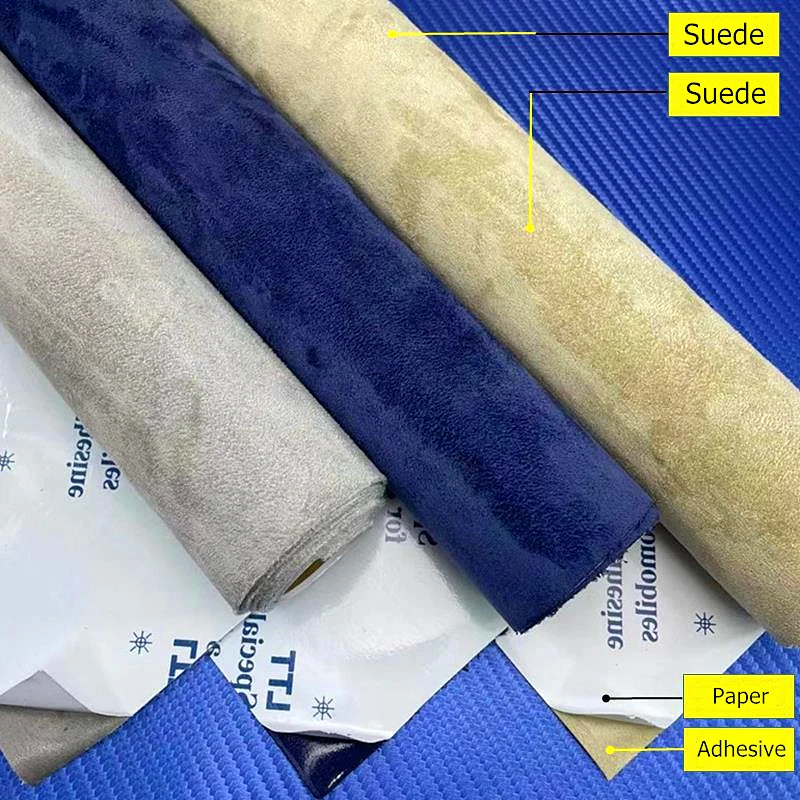 Self-adhesive Suede Faux Leather Elastic Velvet Suede Fabric Adhesive Sticker Upholstery Leather Roll For Car Interior Repair