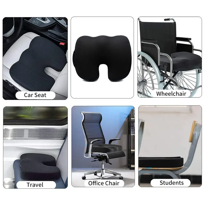 Custom Cooling Car Seat Cushion Outdoor Orthopedic Pressure Relief Memory Foam Gel U-Shape Seat Cushion