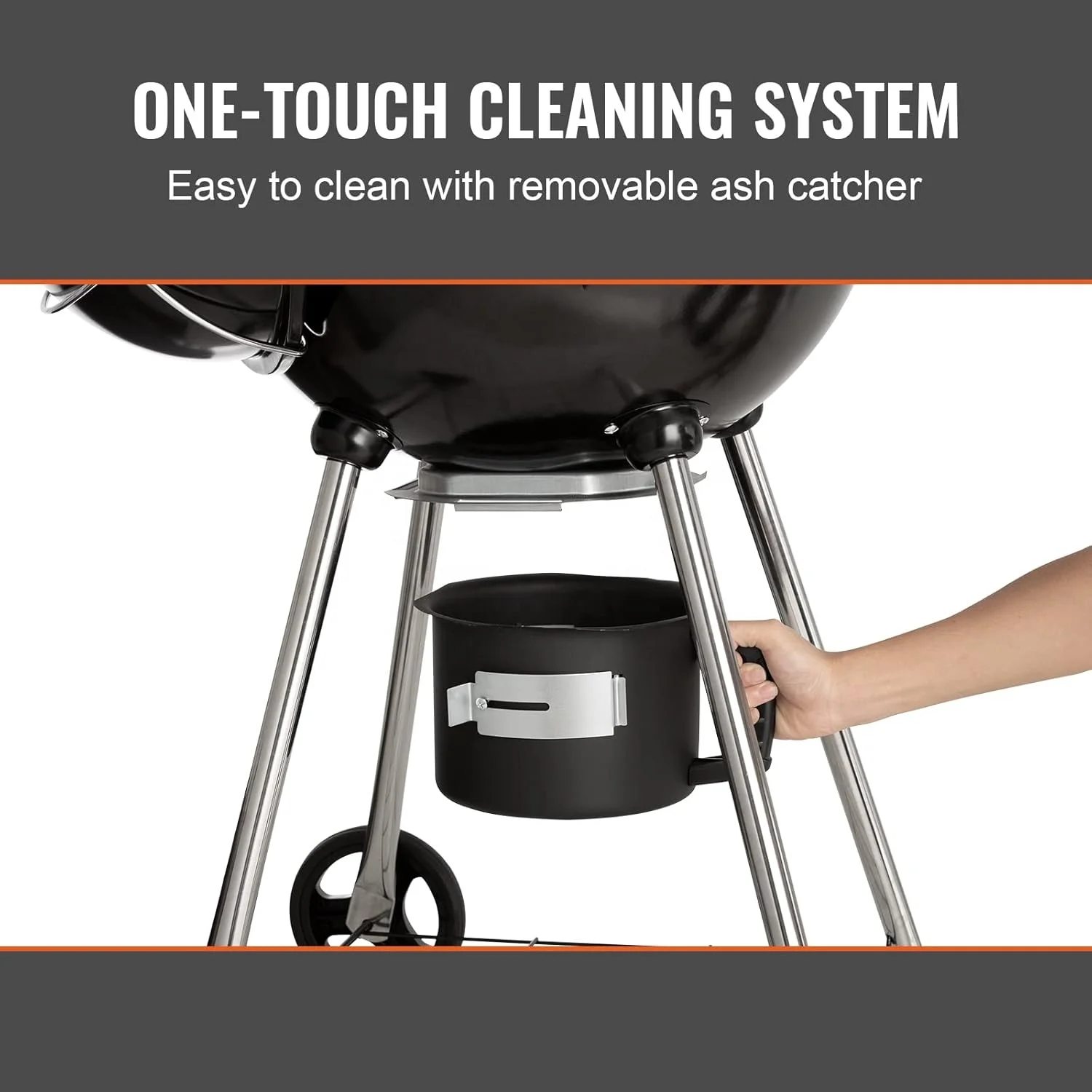 Black Porcelain Enameled 18.5' 22.5'Charcoal Grill with Wheels for Outdoor Cooking Barbecue Camping BBQ Coal Portable Round