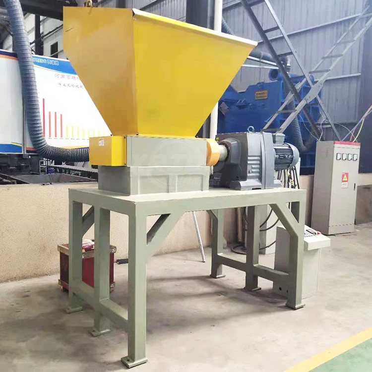 double shaft waste cardboard paper tire rubber metal scrap and plastic shredder for recycling machine