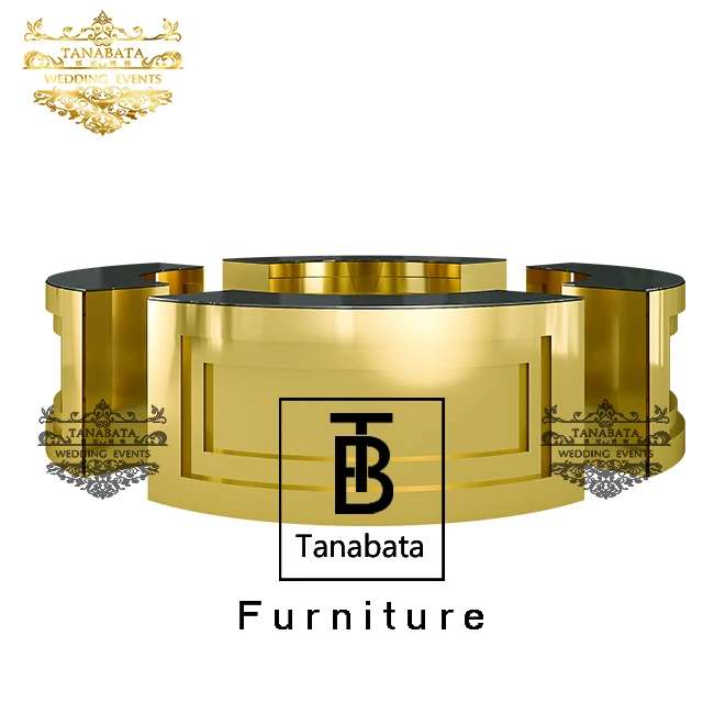 Bar Furniture Half Round Stainless Steel Gold Bar Counter For Event