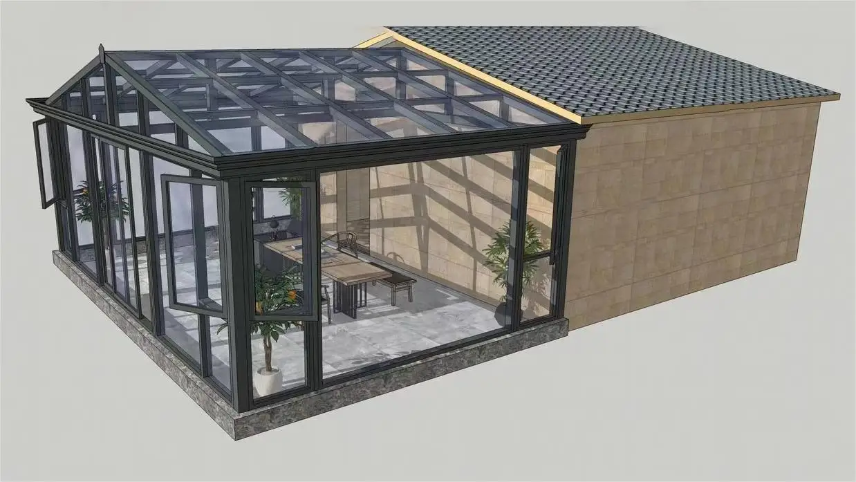 RG120 Sun Room 4 Season Sunrooms Designs Aluminum Alloy Double Tempered Glass Sunroom Modern Outdoor Insulating Glass 20 Years