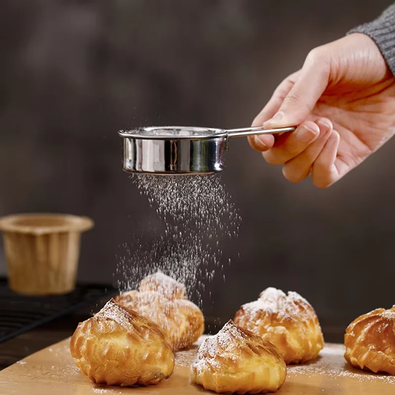 SUS304 Stainless Steel Sugar Chocolate Powder Sifter Mini Flour Sieve Mesh Filter For Baking