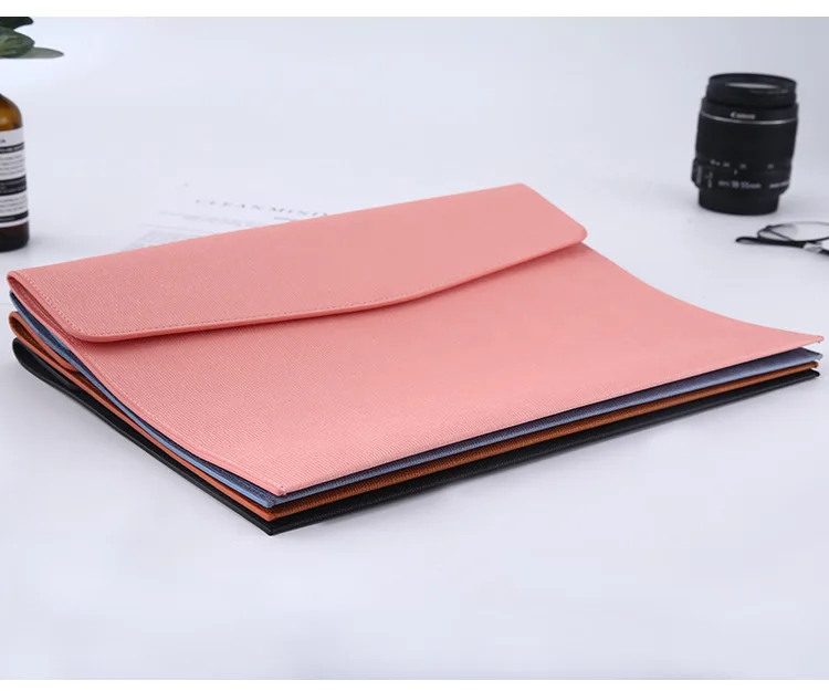 Wholesale pu Leather Envelope A4  A4 Snap Button File Holder Storage Bag Paper Document File Folder Pocket Briefcases