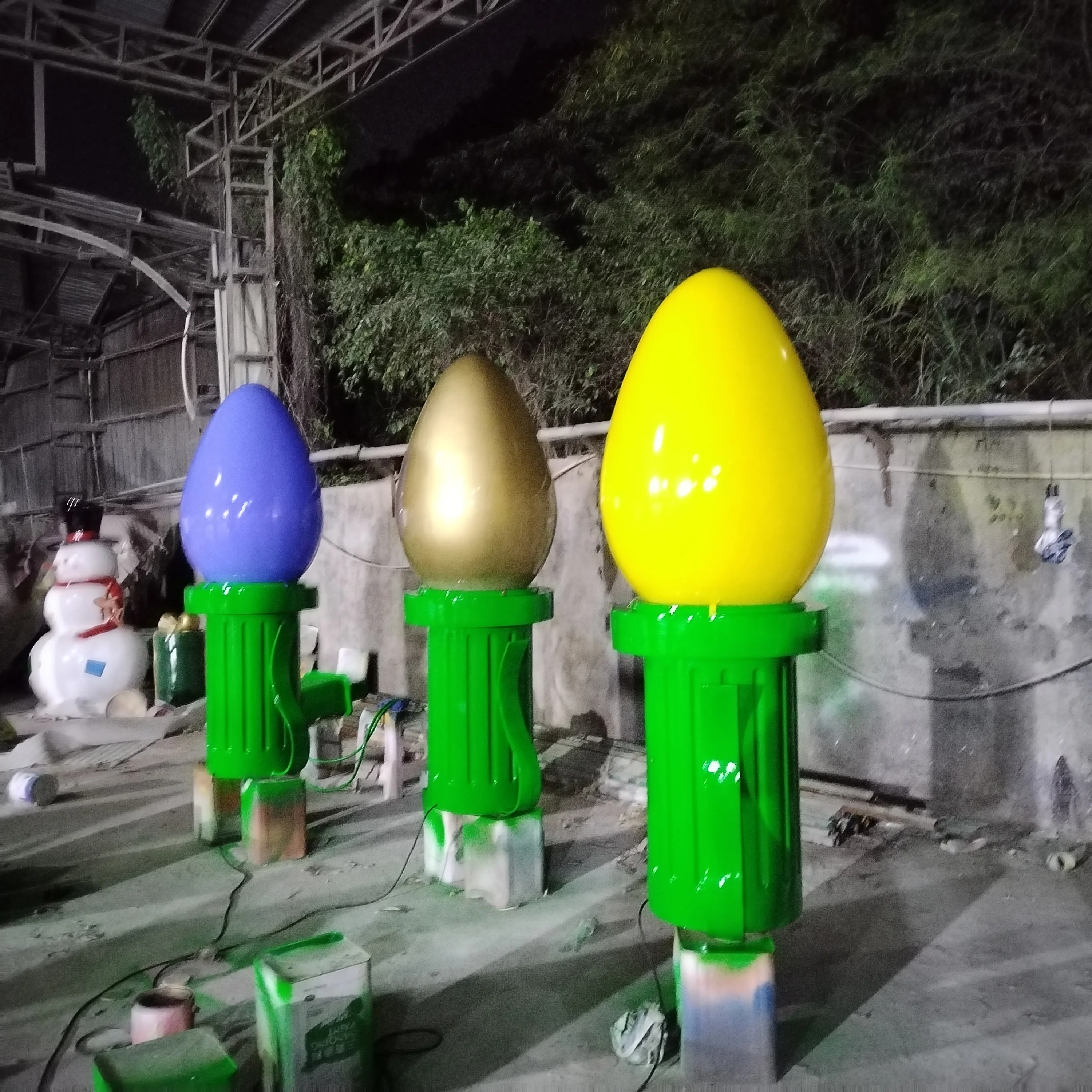 Commercial fiberglass 6ft large outdoor Christmas display Giant RGB LED C7 lights Bulb Photo Op Prop decorations