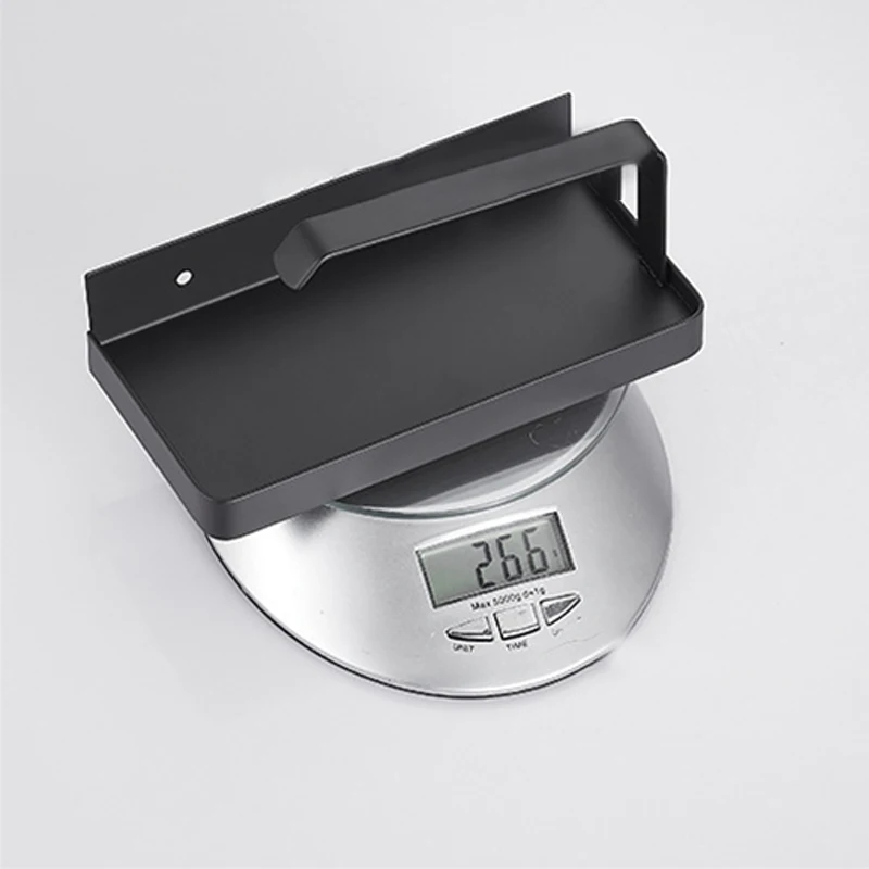 Toilet Tissue Paper Holder with Mobile Phone Storage Shelf Black SUS304 Stainless Steel Screw Wall Mounted Shelf