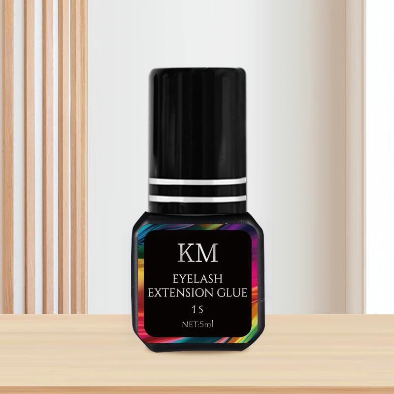 KM 1s fast dry eyelash extension glue black lash glue 5ml 6-8 weeks long lasting