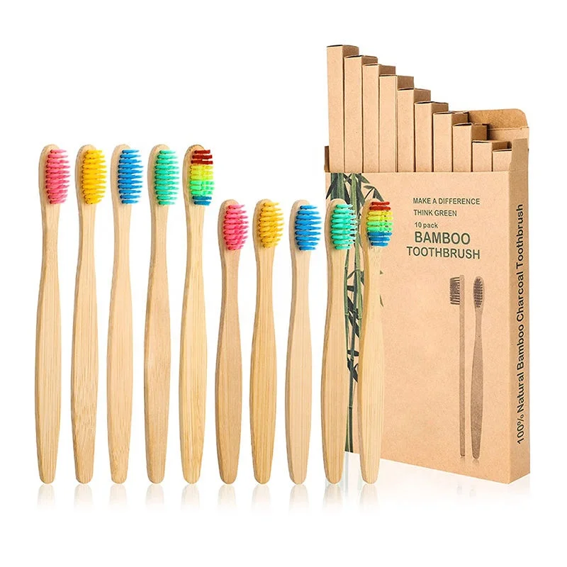 Dentist Dental Clinic Organic colorful Bamboo  Bambu Toothbrush Wooden Toothbrush Kids Adult Toothbrush with individual box