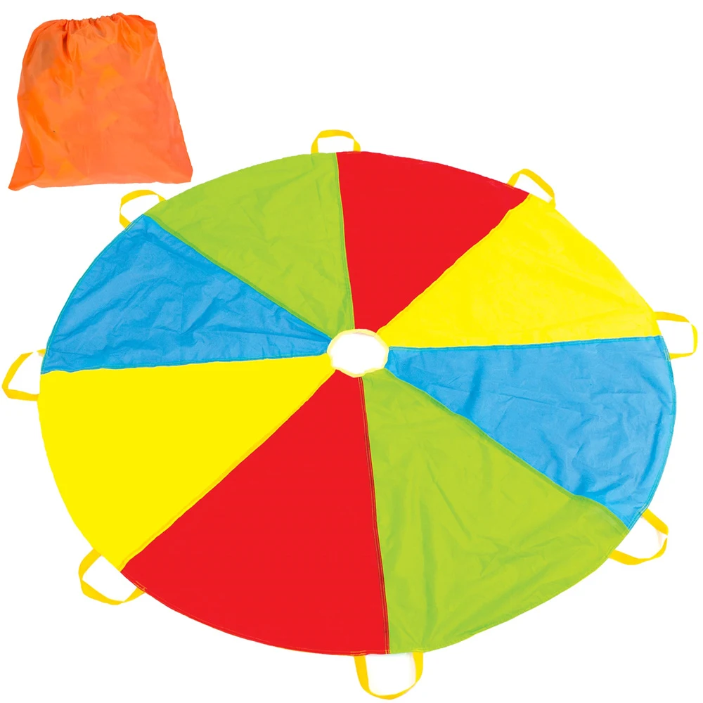 Custom Indoor Outdoor Games Exercise Toy 6ft Rainbow Multicolored Parachute Kids Play Parachute