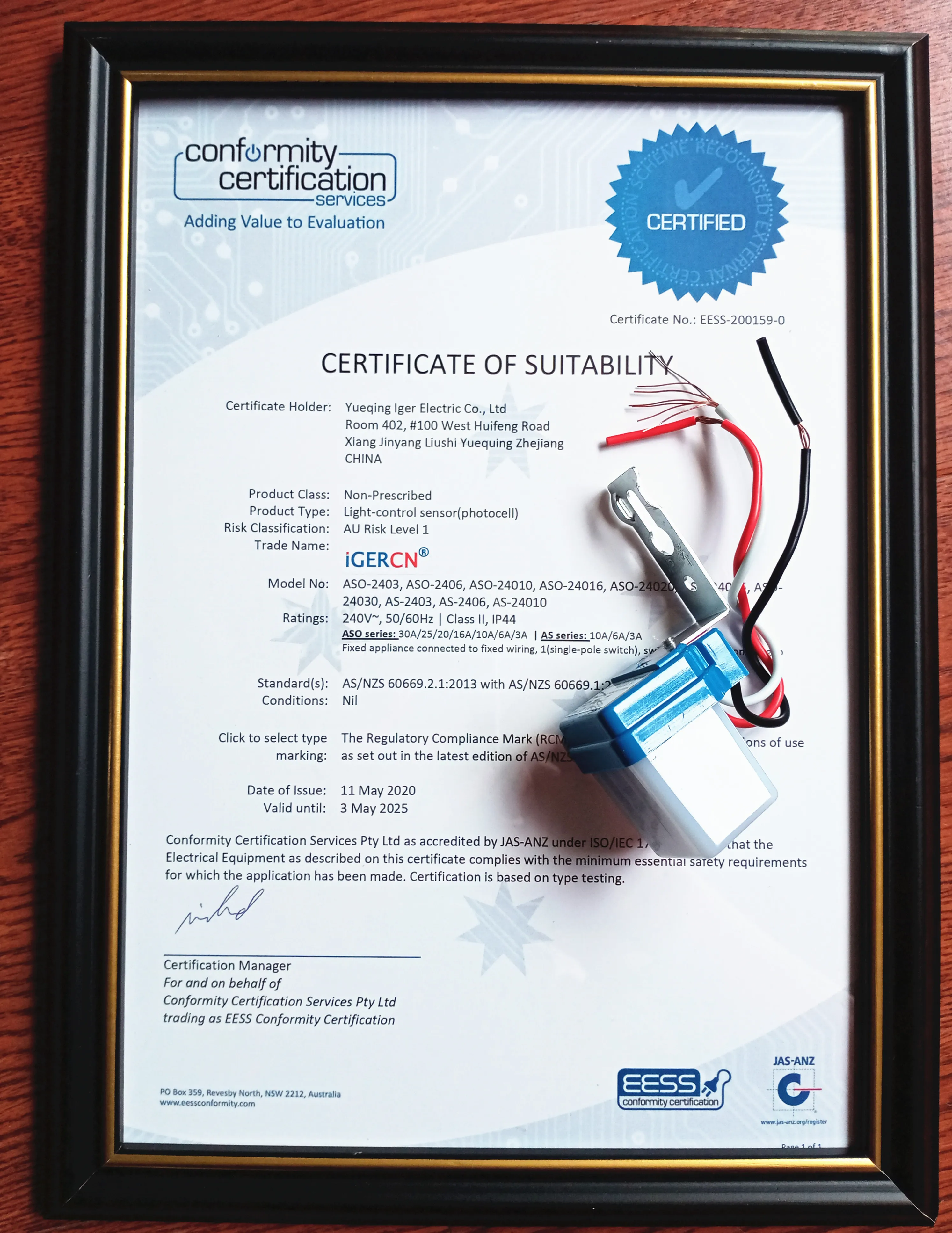 IGERCN AS-2206 EESS CE  photo-electric switch Auto light controller  MINI type  IP44 photocell street light control 6a 220vac