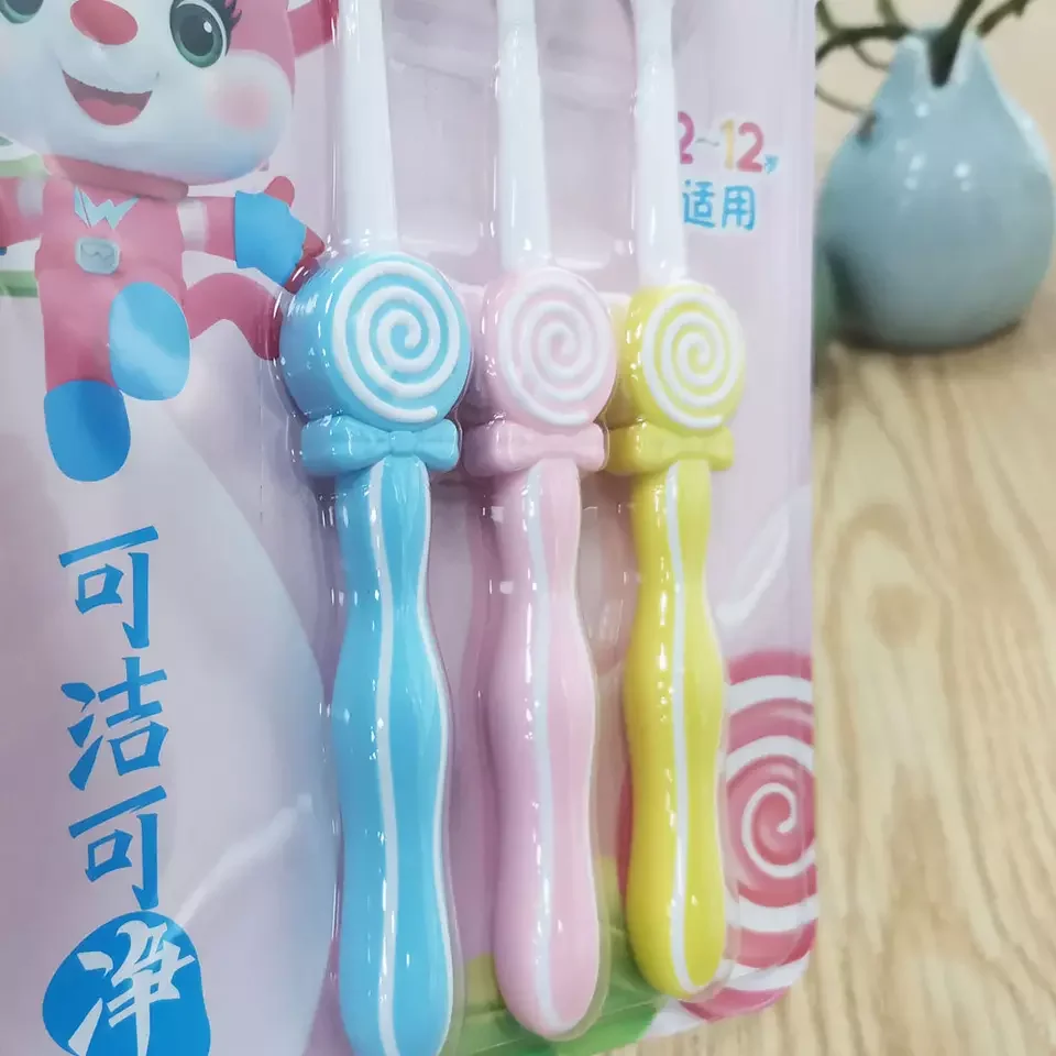 Good NEW Cute Loli pop OME brand BPA Free kids toothbrush with one pack 3 sets