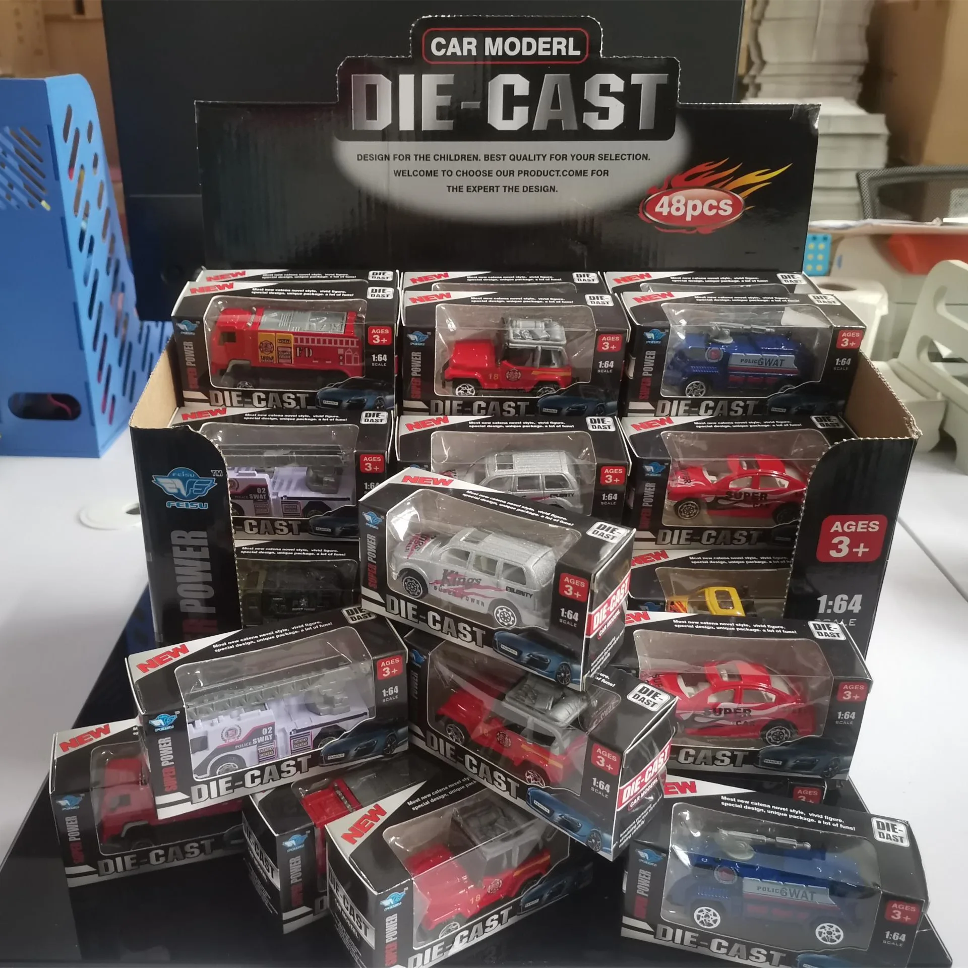 1:64 fire police die cast Free wheel metal alloy metal car toy