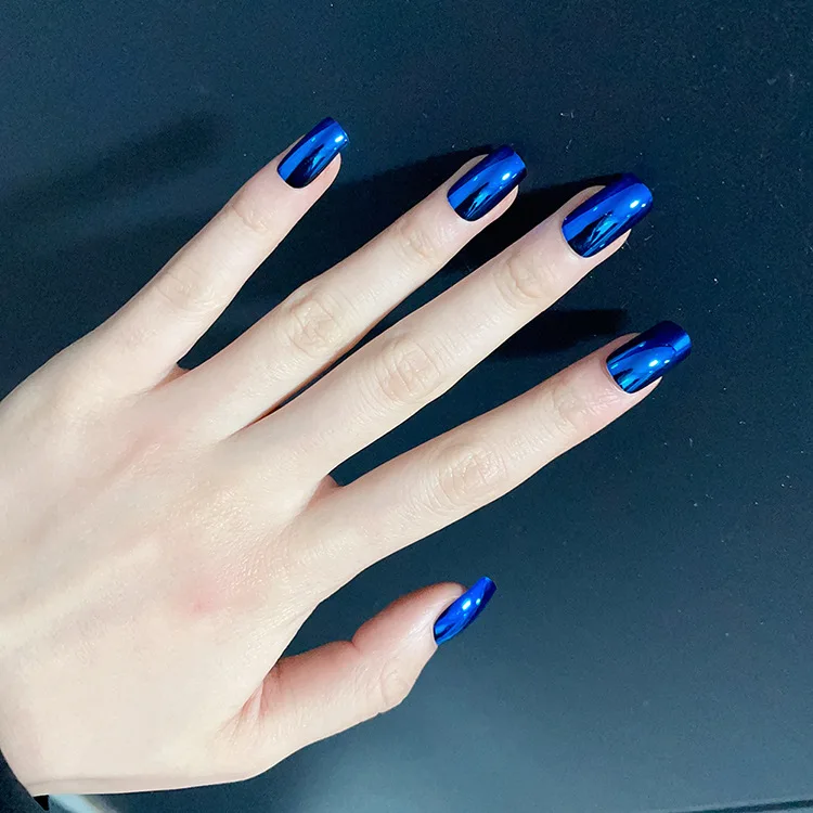 Customized Metal Mirror Medium Square Nails Salon Professional Products Press On Nails Artificial Nails