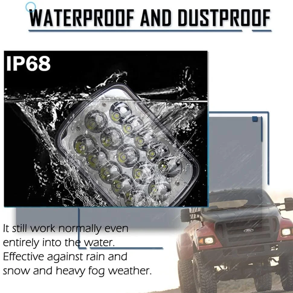 5X7 inch LED truck light, Amber Yellow Halo Angel Eyes Sealed Beam Hi/Lo H6054 H5054 H6014 7x6 5x7 inch Square LED Headlights